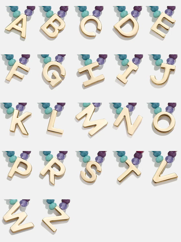 SEMI PRECIOUS BLOCK INITIAL NECKLACE - MULTI 86765